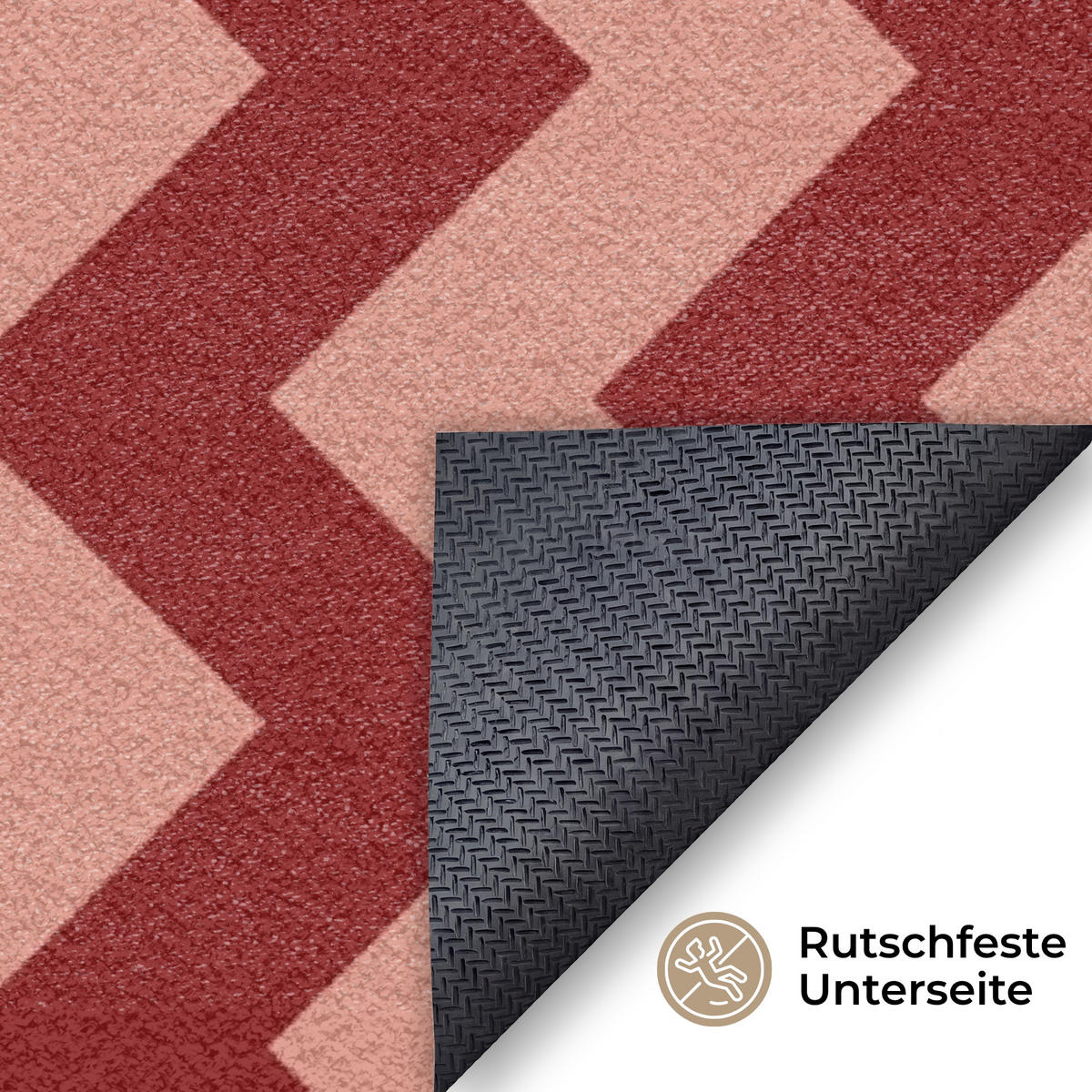 FUSSMATTE Zickzack - Streifen - Muster - Rot Schmutzfänger 150x90 cm - Bordeaux, Kunststoff (150/90cm) - MuchoWow