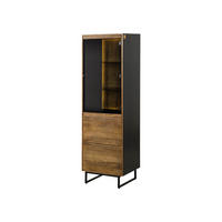 VITRINE Mango / Altholz 56x47x180 schwarz / natur lackiert DAVIS #40 - Schwarz, Holz (56/180/47cm) - Massivmoebel24
