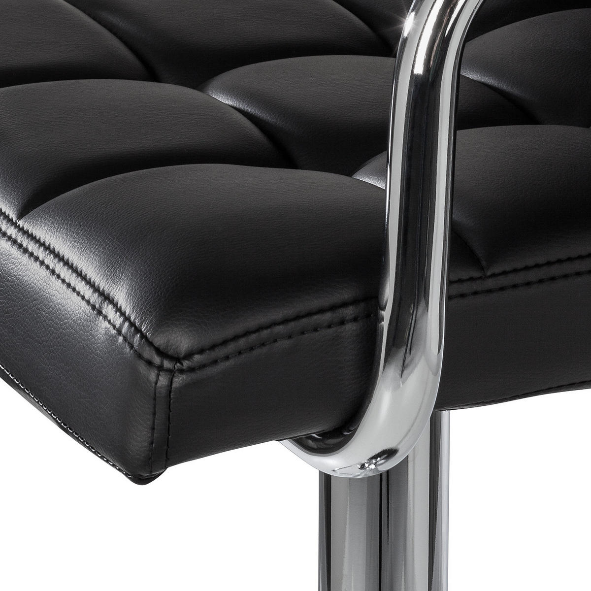 BARSTUHL - Metall / Kunstleder - Chromfarben/Schwarz, Leder/Kunststoff (53/96/49cm) - home24