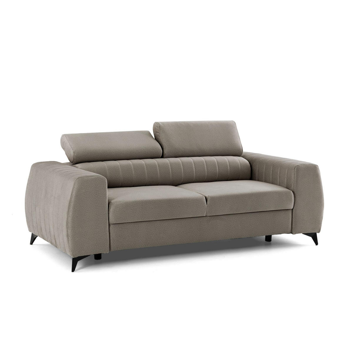 2-SITZER-SOFA PIERO 206 cm Velours Beige - Beige/Schwarz, Holz/Textil (206/95/100cm) - Muffo