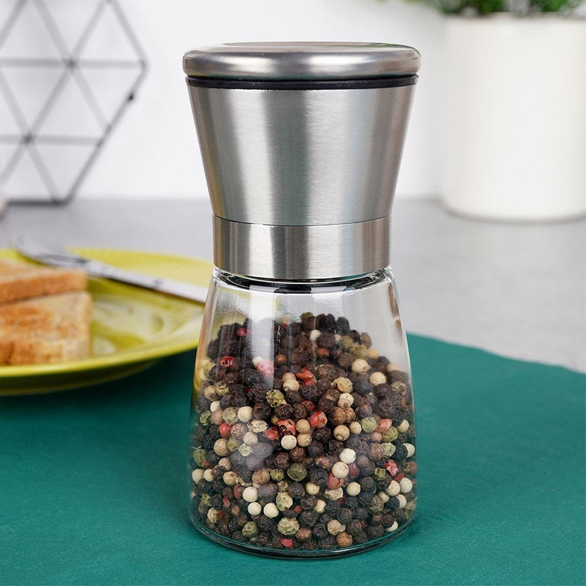 GEWÜRZMÜHLE Schwarz Silber Transparent - Silberfarben, Glas (6.5/13.5/6.5cm) - Orion 
