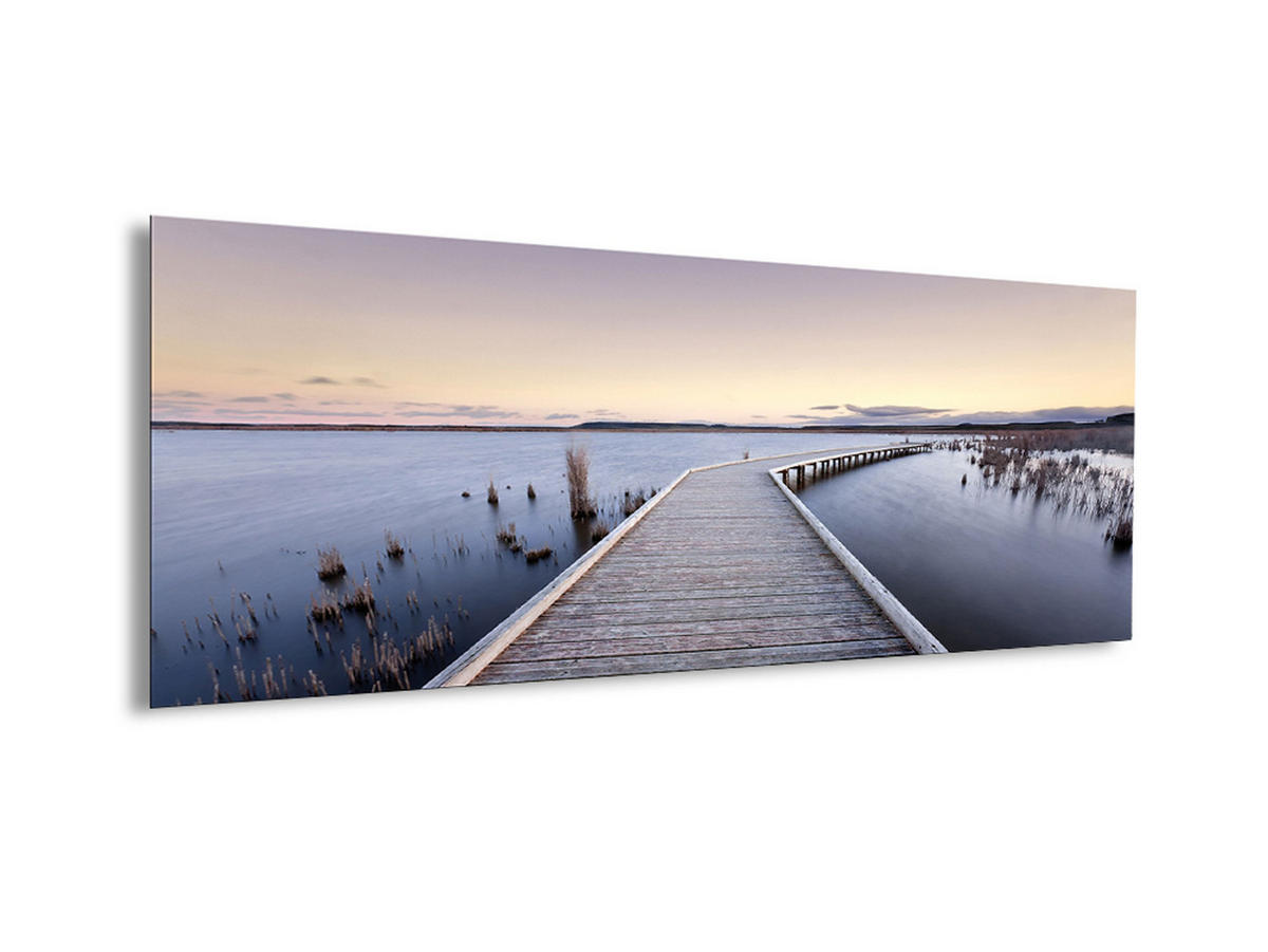GLASBILD 80x30 cm Steg Landschaft - Gelb, Glas (80/30cm) - artissimo