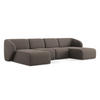 WOHNLANDSCHAFT Bouclé Stoff Braun - Schwarz/Mokka, Holzwerkstoff/Kunststoff (370/74/170cm) - Makamii