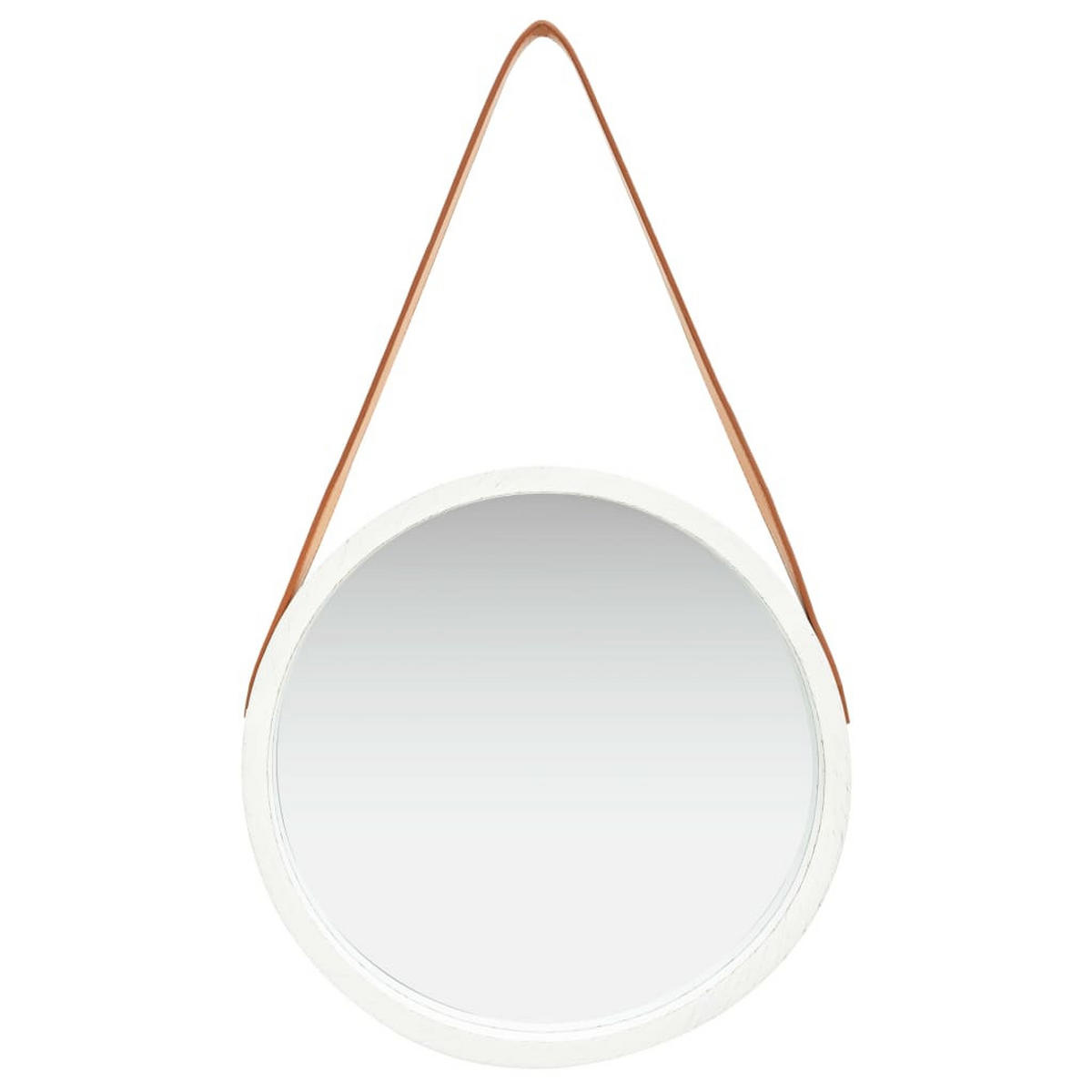 WANDSPIEGEL mit Gürtel 40 cm Weiß - Weiß, Holz (40/40/1cm) - furnicato