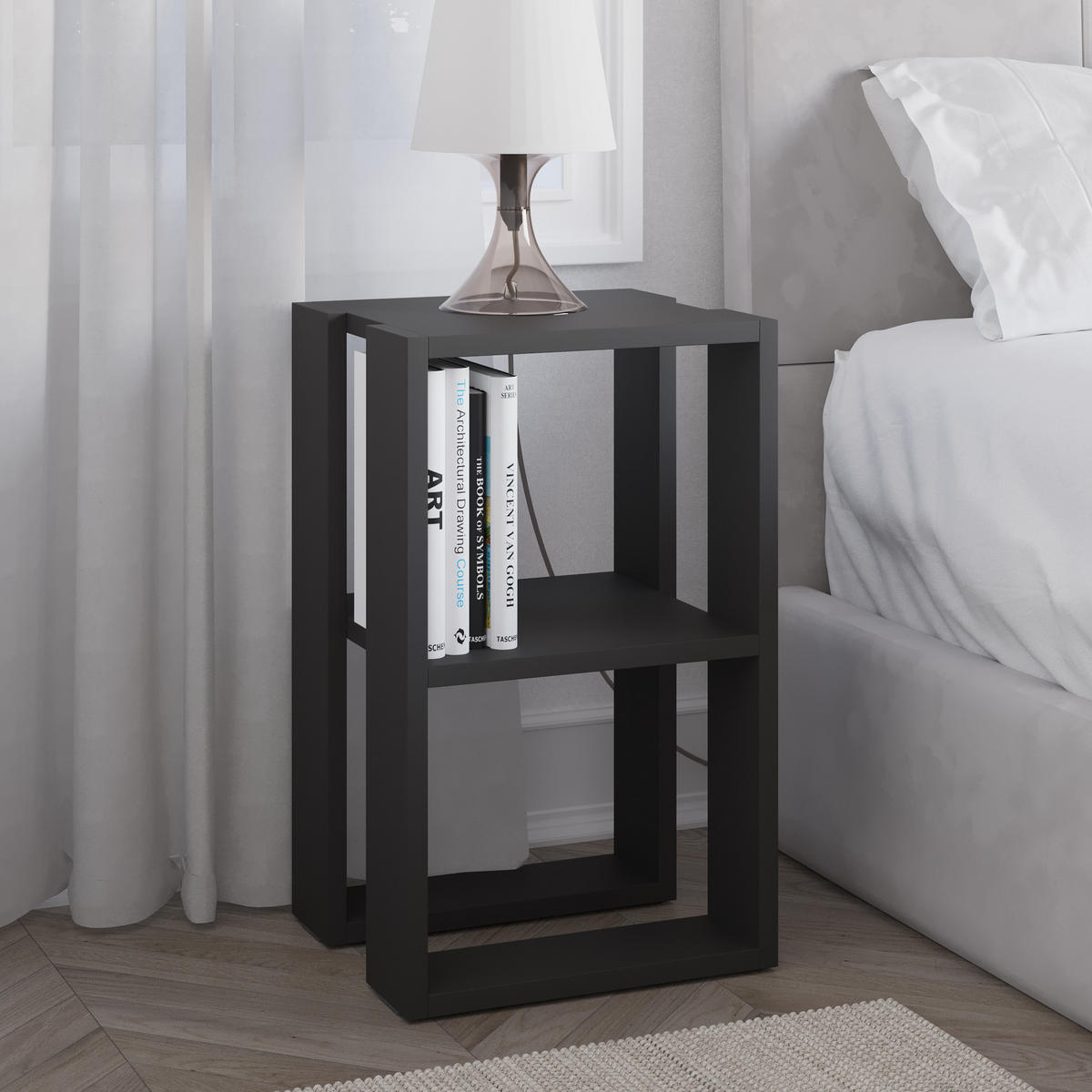 NACHTTISCH Lonie Anthrazit 34/30/55 cm - Anthrazit, Holzwerkstoff (34/55/30cm) - Decortie
