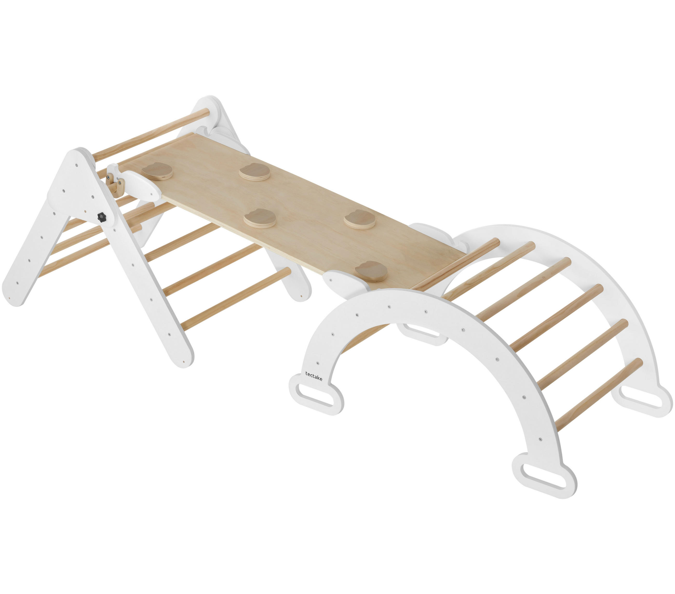 KLETTERGERÜST Monti, abgerundete Ecken und Kanten, hellgrau - Hellgrau, Holz (203.5/59/58cm) - tectake