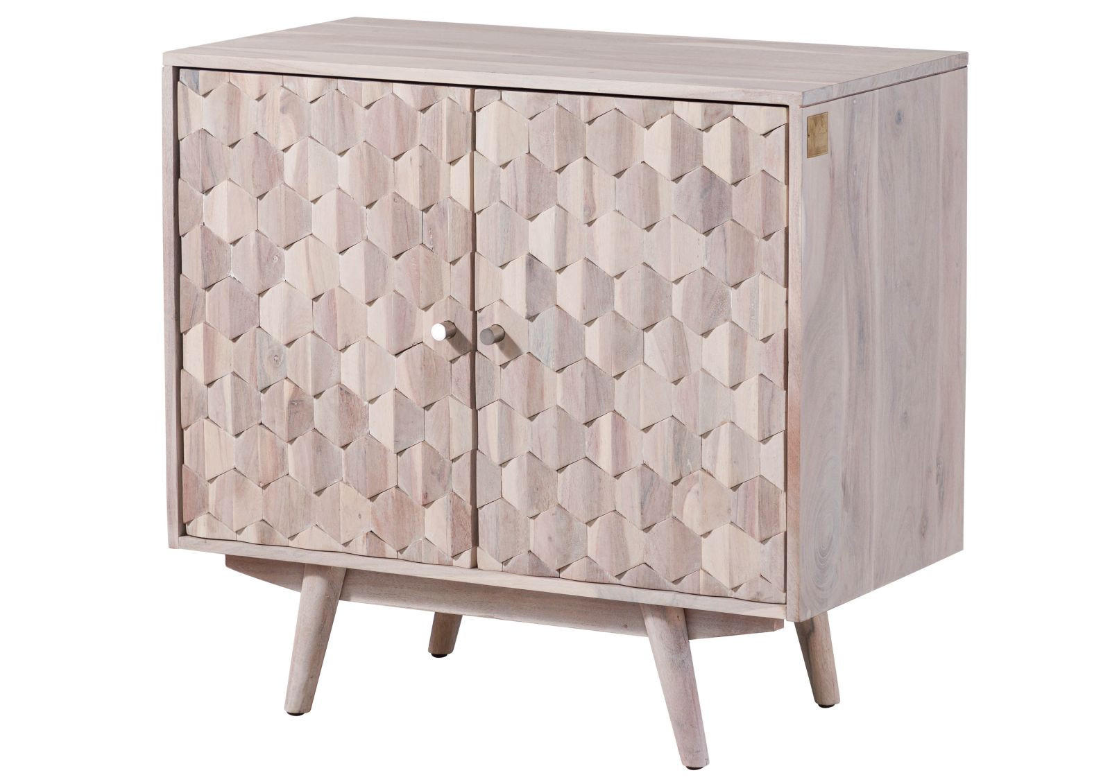 KOMMODE Akazie 80x42x75 weiß lackiert MOSAYK #213 - Weiß, Holz (80/75/42cm) - Massivmoebel24
