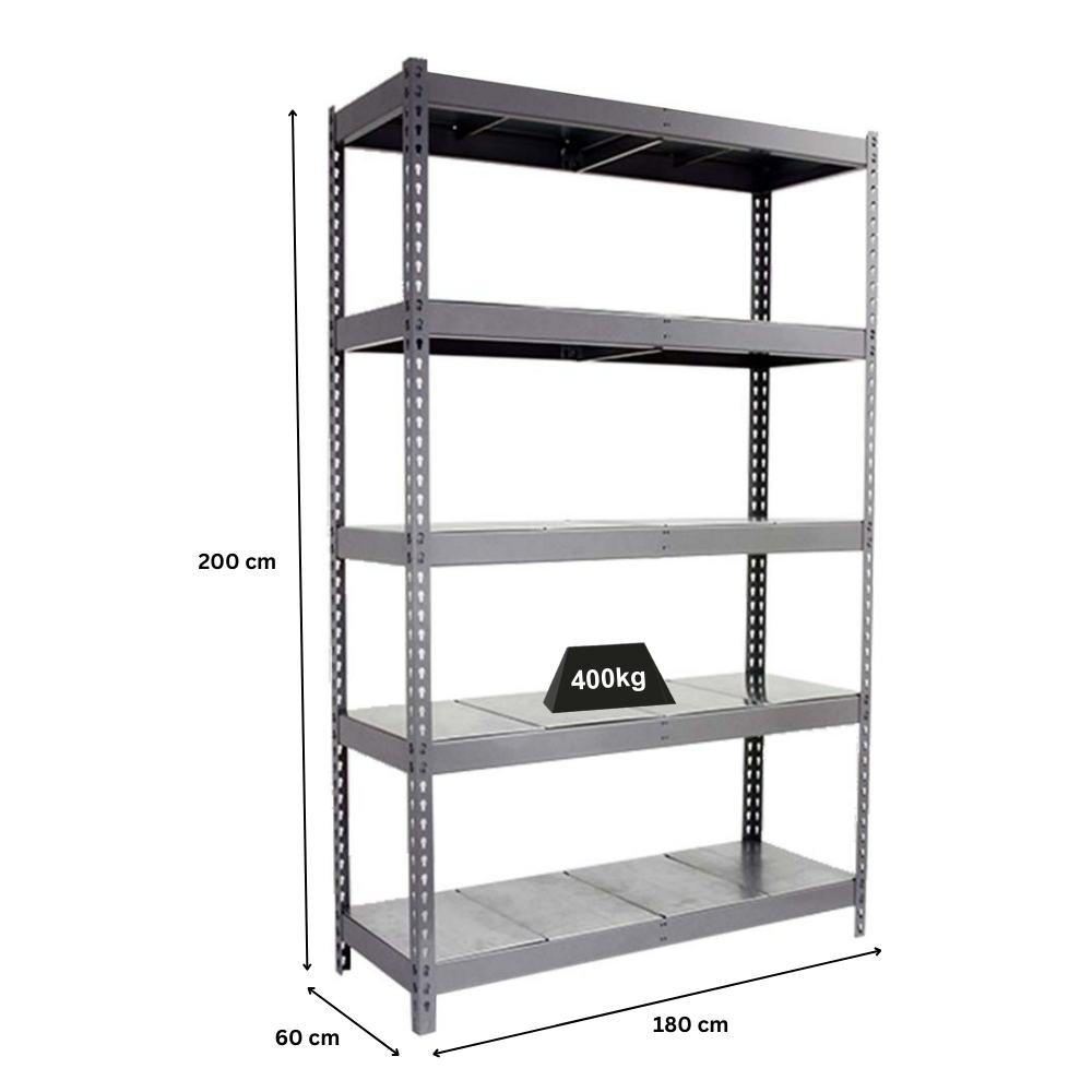 SCHWERLASTREGAL BIG METAL YETI FIVE | HxBxT 200x180x60cm | Fachlast 400kg | Grau - Grau, Metall (180/200/60cm) - PROREGAL