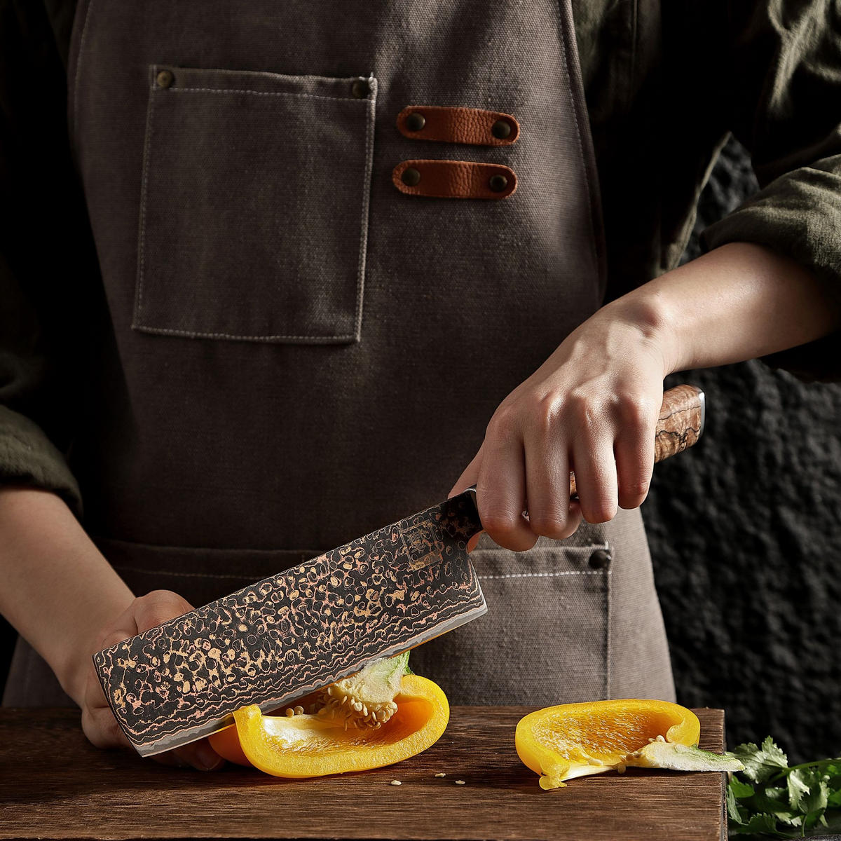 NAKIRI-MESSER 18 cm - Ahornfarben, Holz/Metall (33cm) - Zayiko