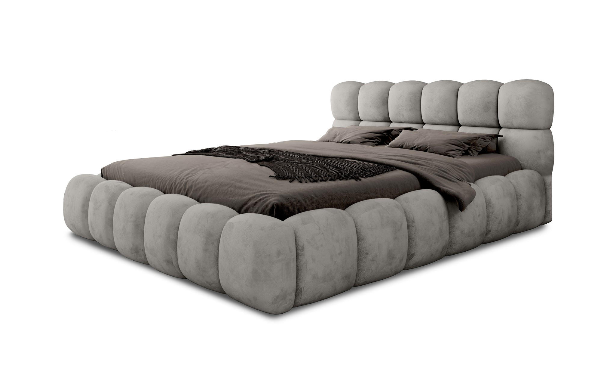 POLSTERBETT Aurelia Komplettset - Hellgrau, Holzwerkstoff/Textil (140/200cm) - Fun Möbel