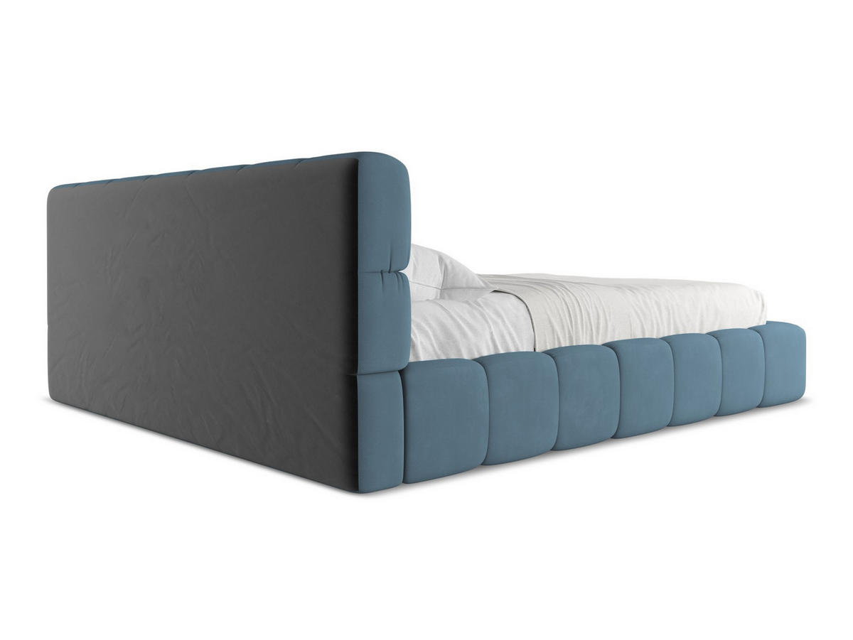 POLSTERBETT mit Bettkasten und Lattenrost 200x228 Blau - Blau/Blaugrau, Kunststoff/Textil (180/200cm) - Makamii