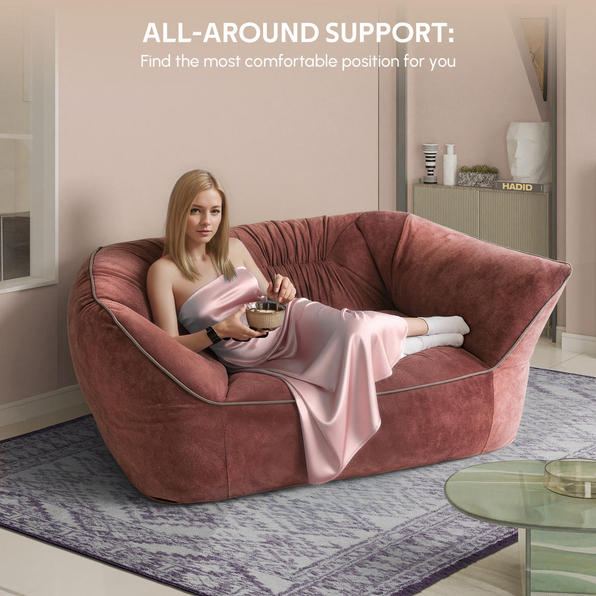 LOUNGESOFA in Rosa 150cm - Rot, Textil (150/40/60cm) - Vercart