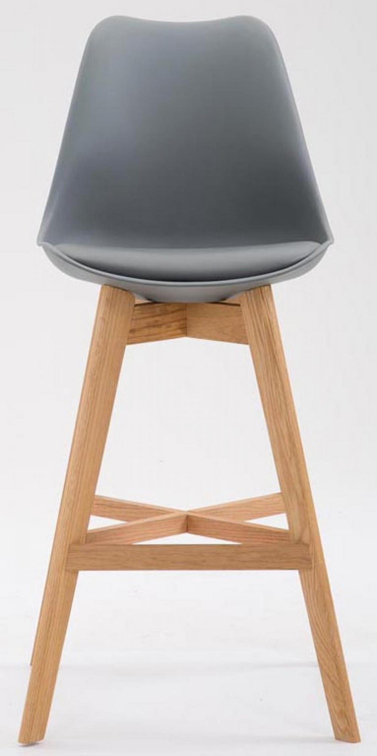 BARHOCKER 2er Set Kunststoff grau - Eukalyptusholzfarben/Grau, Holz/Kunststoff (48/112/56cm) - CLP