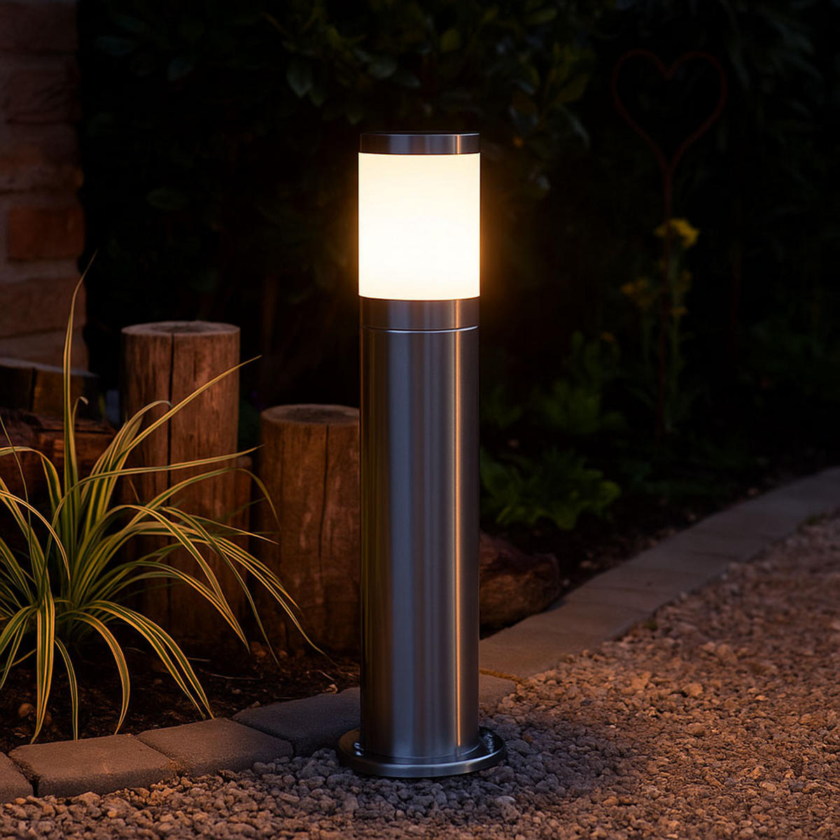 STEHLEUCHTE Edelstahl Silber opal - Silberfarben, Metall (10.2/10.2/50cm) - Globo Lighting