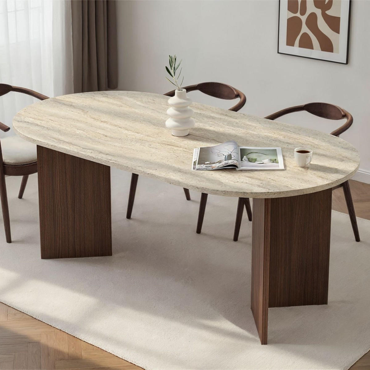 ESSTISCH mit abgerundeten Kanten sable 180/75/89,5 cm - Eichefarben, Holzwerkstoff (96/89.5/75cm) - Calicosy