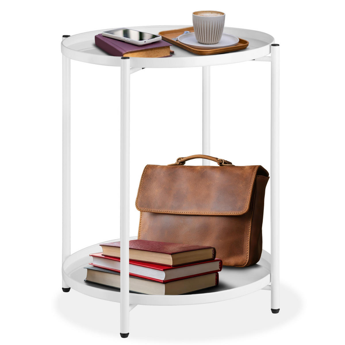 BEISTELLTISCH Oxford,45,5 x 45,5 x 53 cm,weiß - Weiß, Metall (45.5/45.5/53cm) - tectake