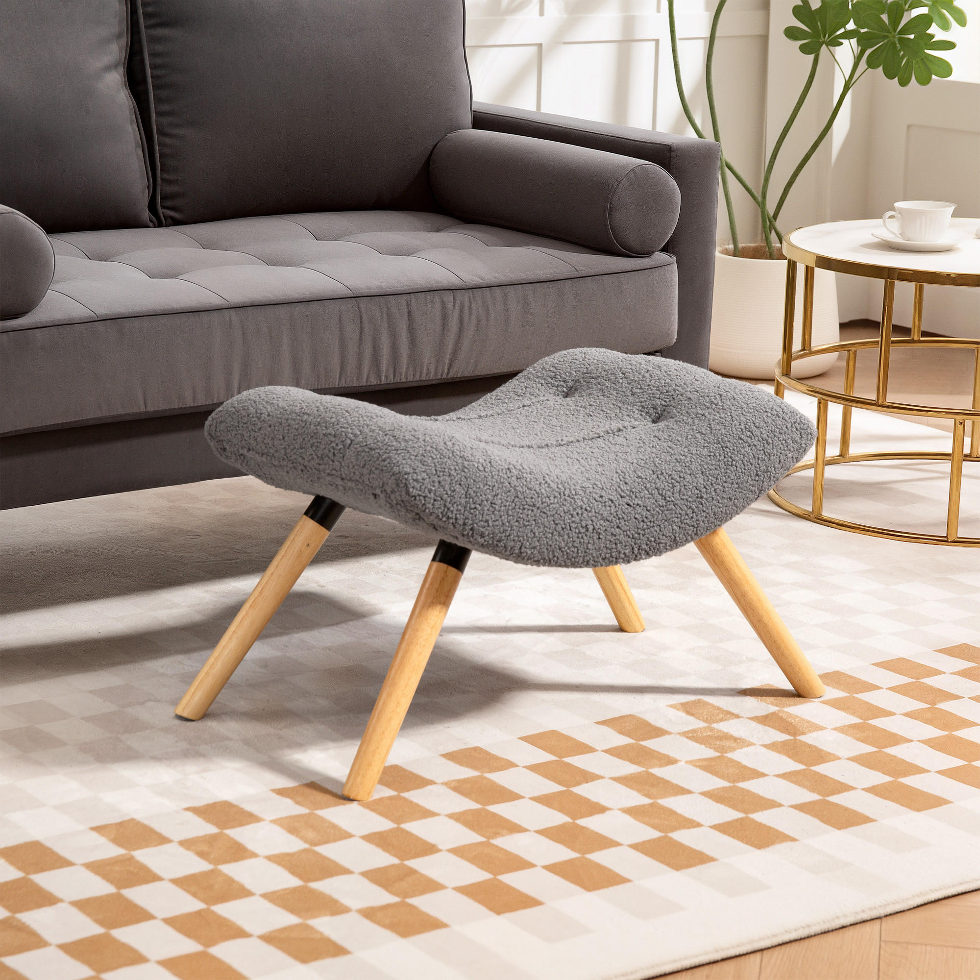 SITZHOCKER, Fußhocker, Polsterhocker, Fußstütze bis 120 kg belastbar Dunkelgrau - Dunkelgrau, Kunststoff (45/38/67cm) - HOMCOM