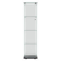 VITRINE - Glasvitrine mit 1 Tür und 4 Ebenen - integrierte LED-Streifen-Beleuchtung - Schwarz - Schwarz, Glas (39.8/163/35cm) - DELFA