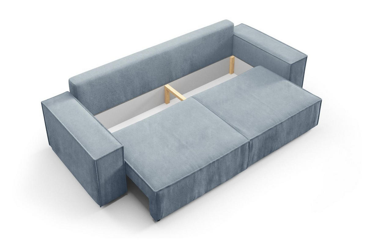 SCHLAFSOFA mit Bettkasten Himmelblau - Hellblau, Textil (255/88/102cm) - Furnisell