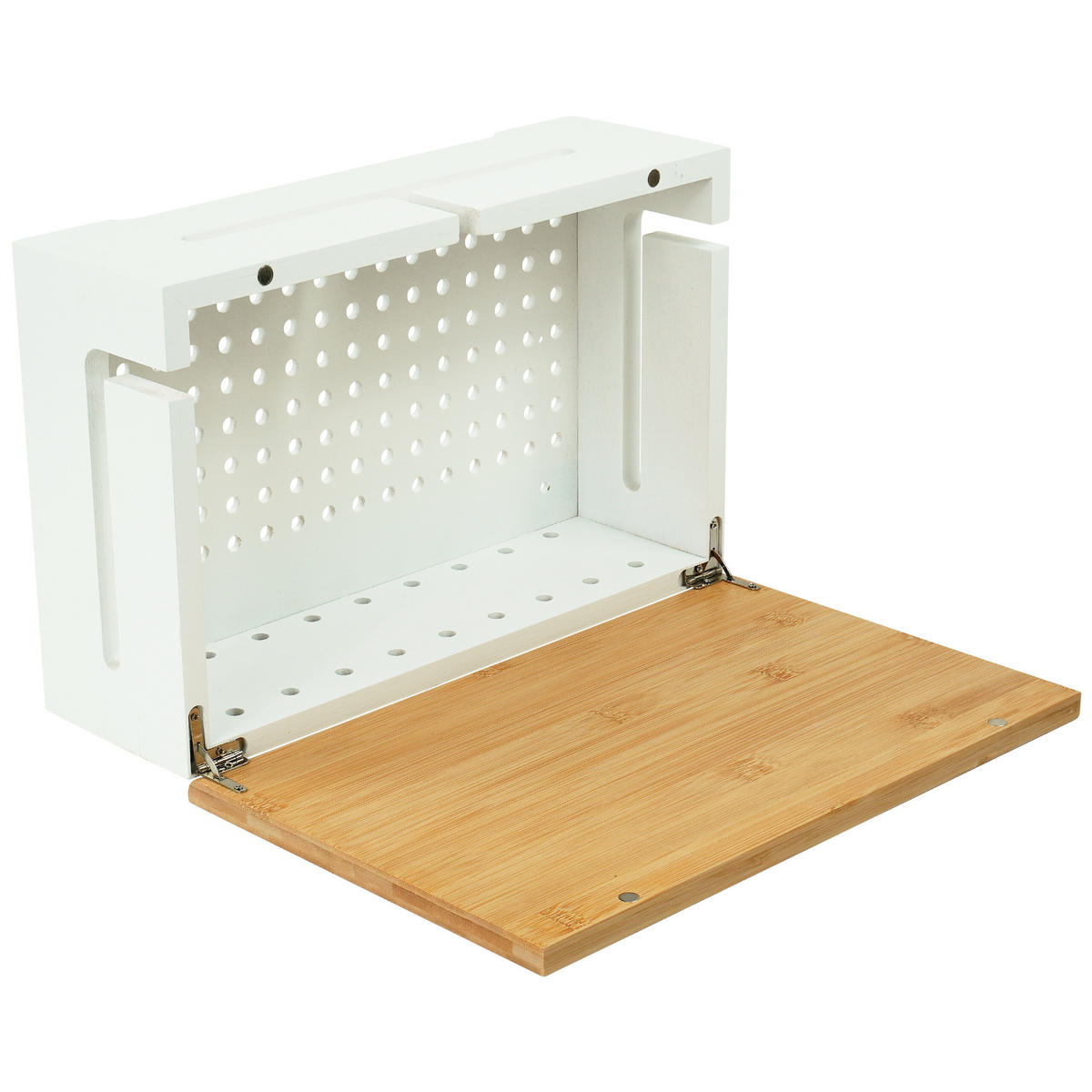 KABELBOX - Weiß, Holz (22/32/11cm) - Relaxdays