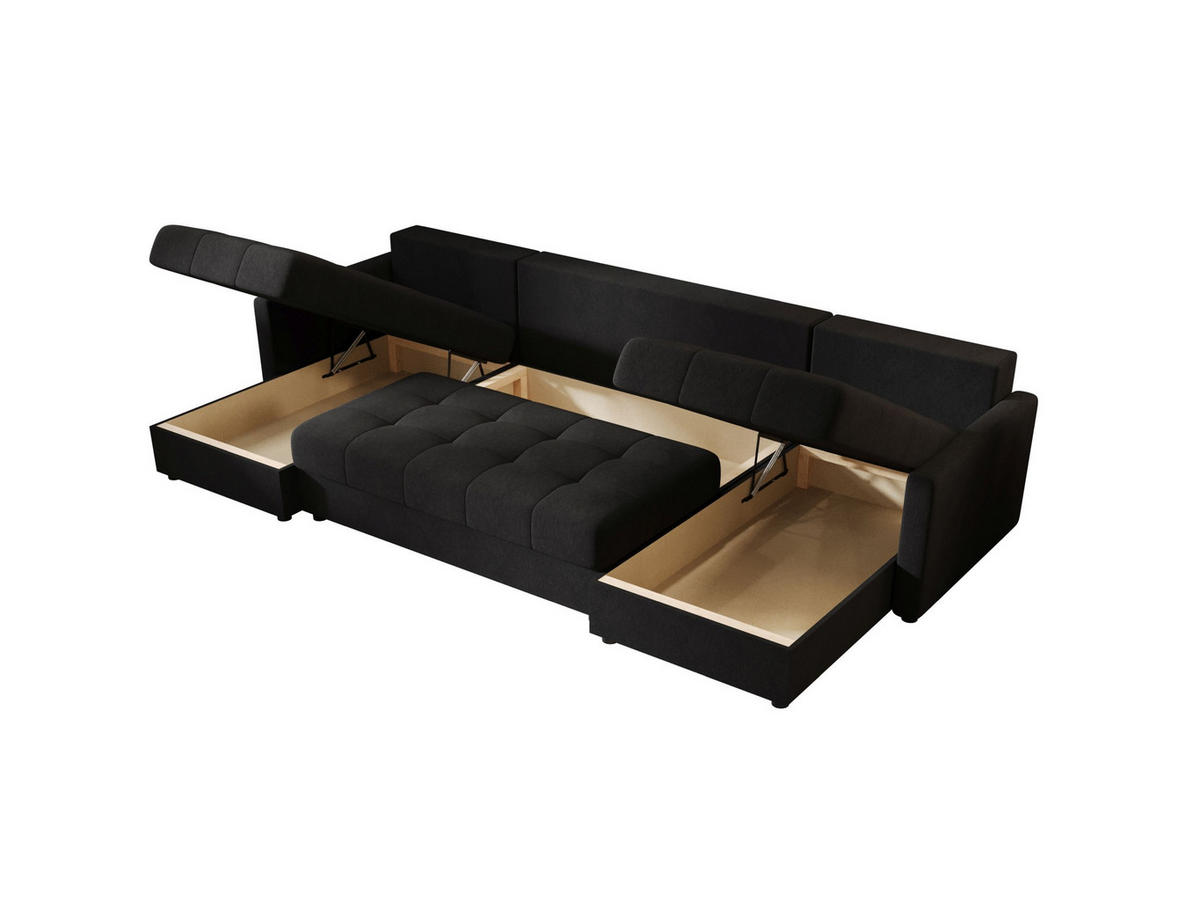 ECKSOFA MOS U BIS Cosmic 100 mit Schlaffunktion - Schwarz, Textil (285/85/140cm) - Bedante