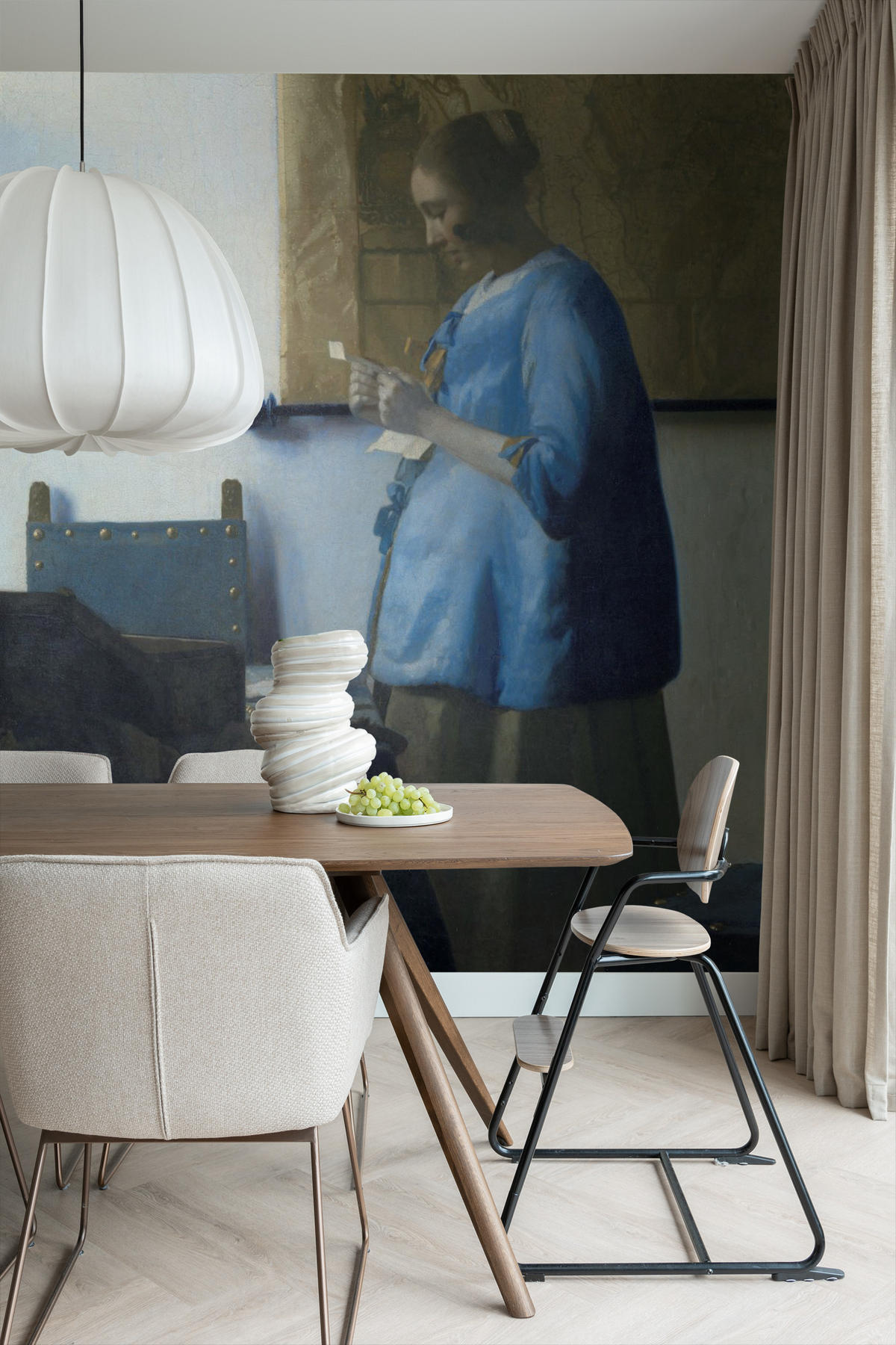 FOTOTAPETE Brieflesende Frau von Johannes Vermeer 200 x 279 cm - Blau, Papier (200/279cm) - Sanders & Sanders