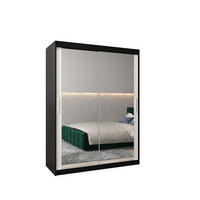 SCHWEBETÜRENSCHRANK 200/150/62 2-türig - Silberfarben/Schwarz, Holz/Kunststoff (150/200/62cm) - Abiks Möbel