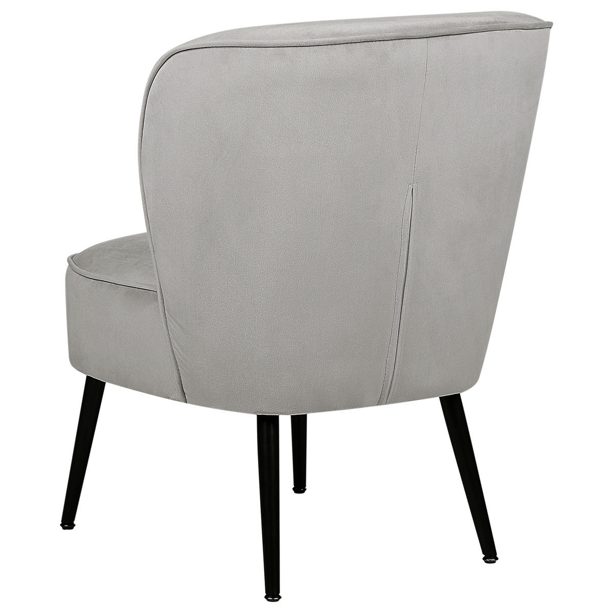 SESSEL Samtstoff hellgrau/schwarz Voss - Schwarz/Grau, Textil (60/76/52cm) - Beliani