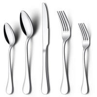 BASICS Essbesteck Set mit Eckiger Rand 20 Stück Set - Silberfarben, Metall