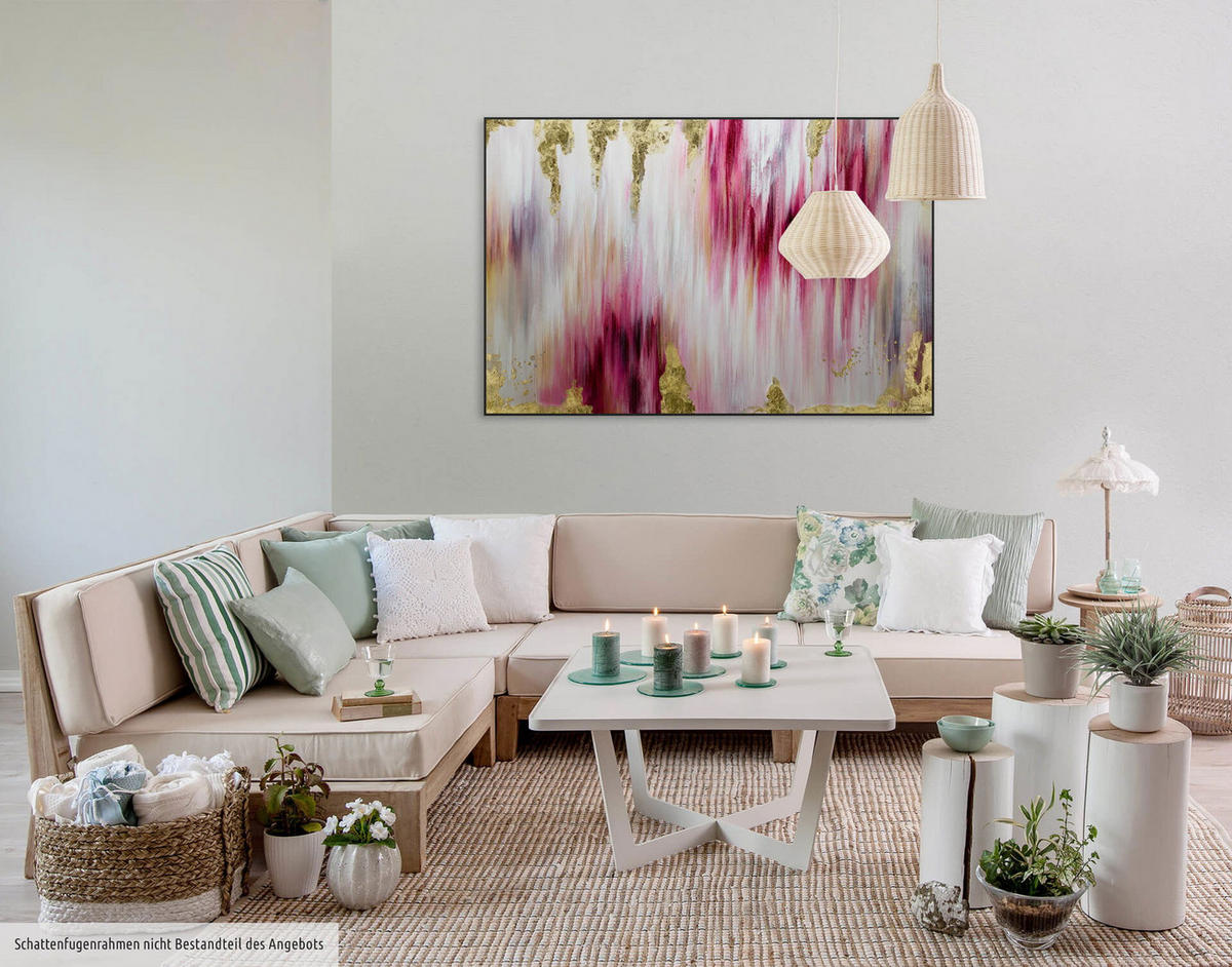 ACRYLBILD HANDGEMALT 120/80 cm - Pink, Holz/Textil (120/80cm) - KUNSTLOFT