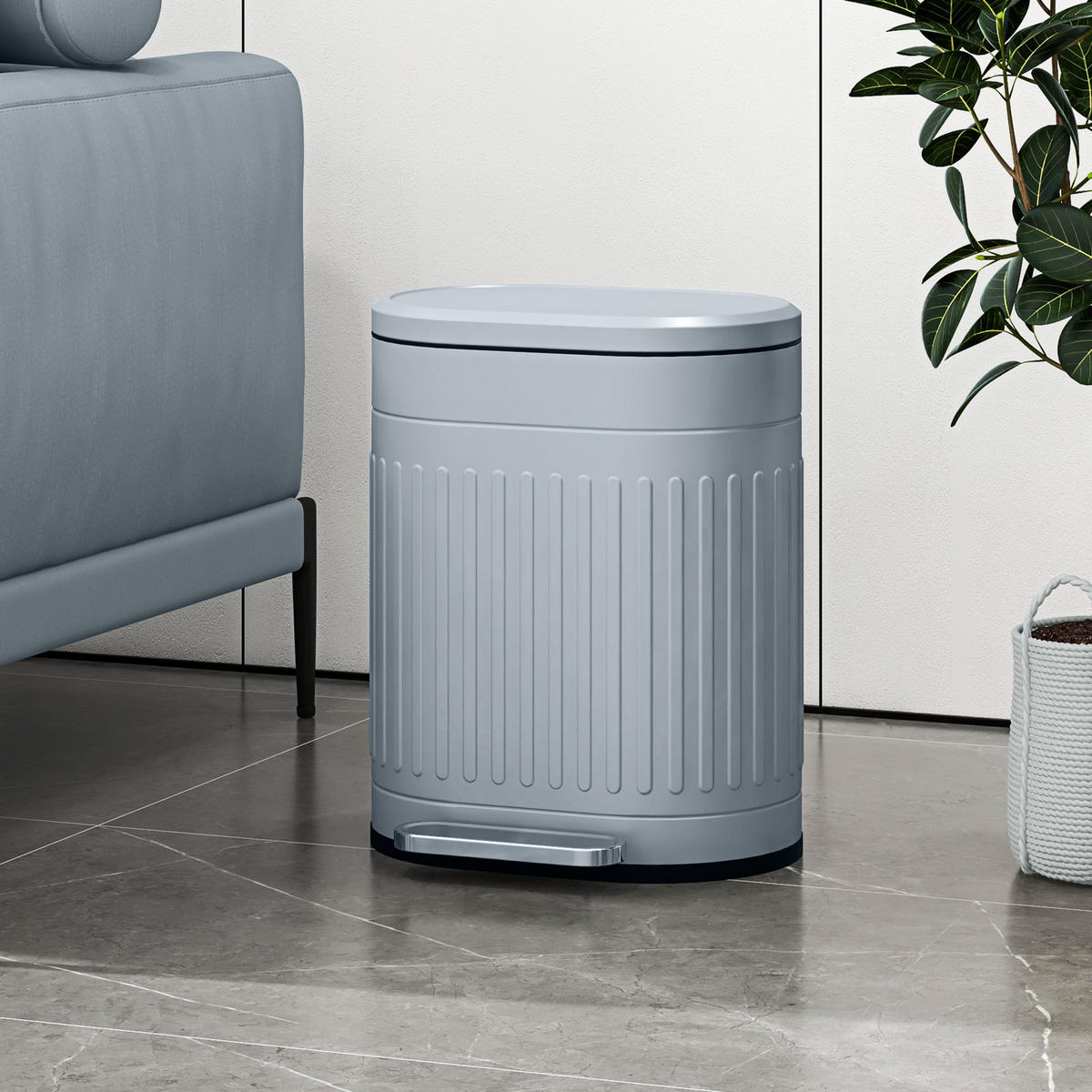 MÜLLEIMER Grau 36.5/31.2/45.0 cm - Grau, Metall (31.2/45/36.5cm) - HOMCOM