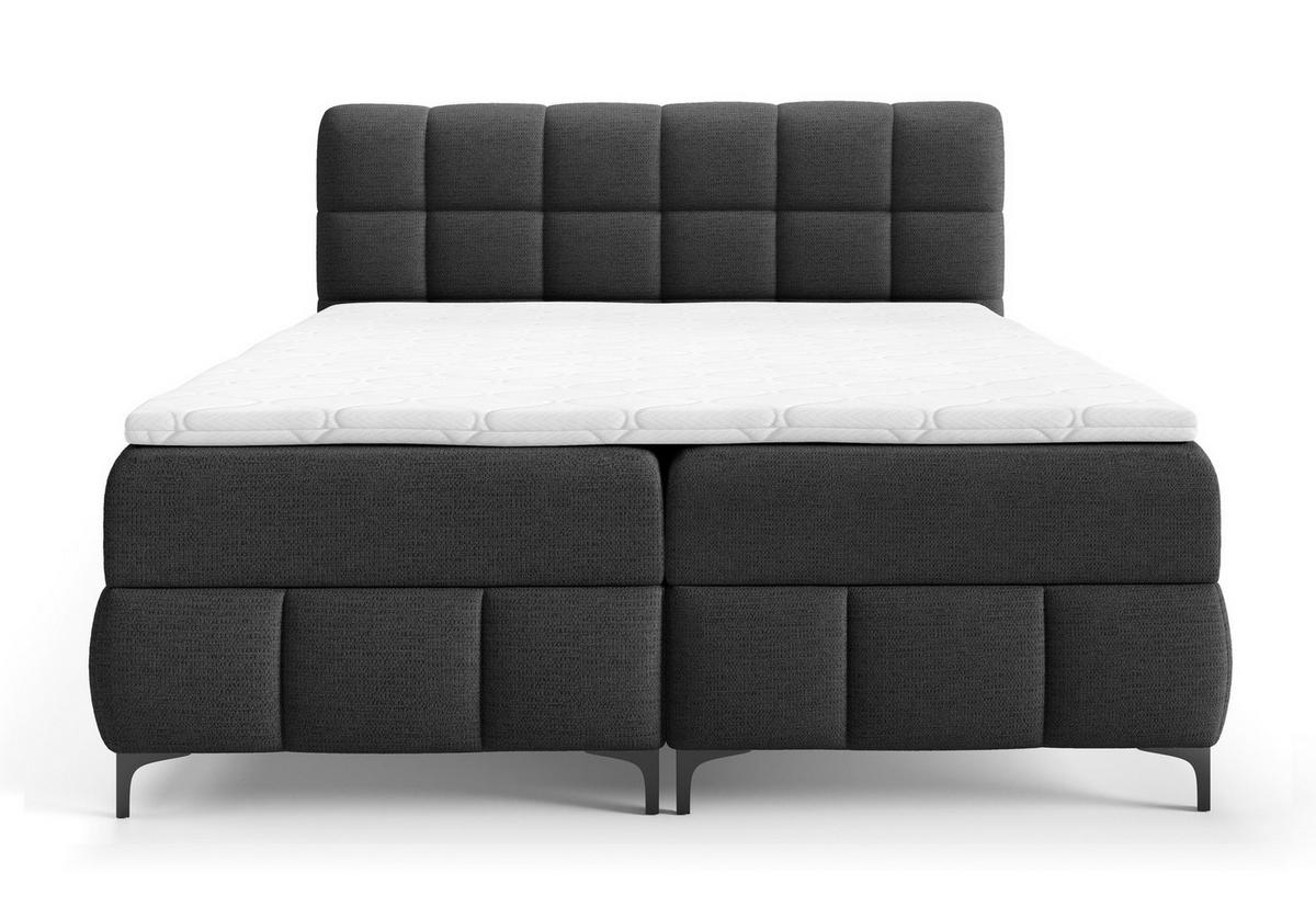 BOXSPRINGBETT 140x200 Altessa mit Bettkasten, Matratze, Topper, Schwarz - Schwarz, Holz/Textil (140/200cm) - Emporius