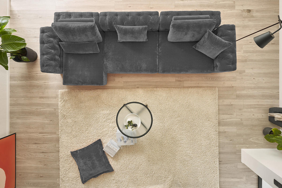 MODULSOFA SEPHI Anthrazit Cord - Anthrazit/Schwarz, Kunststoff/Textil (375/62/109cm) - KAWOLA