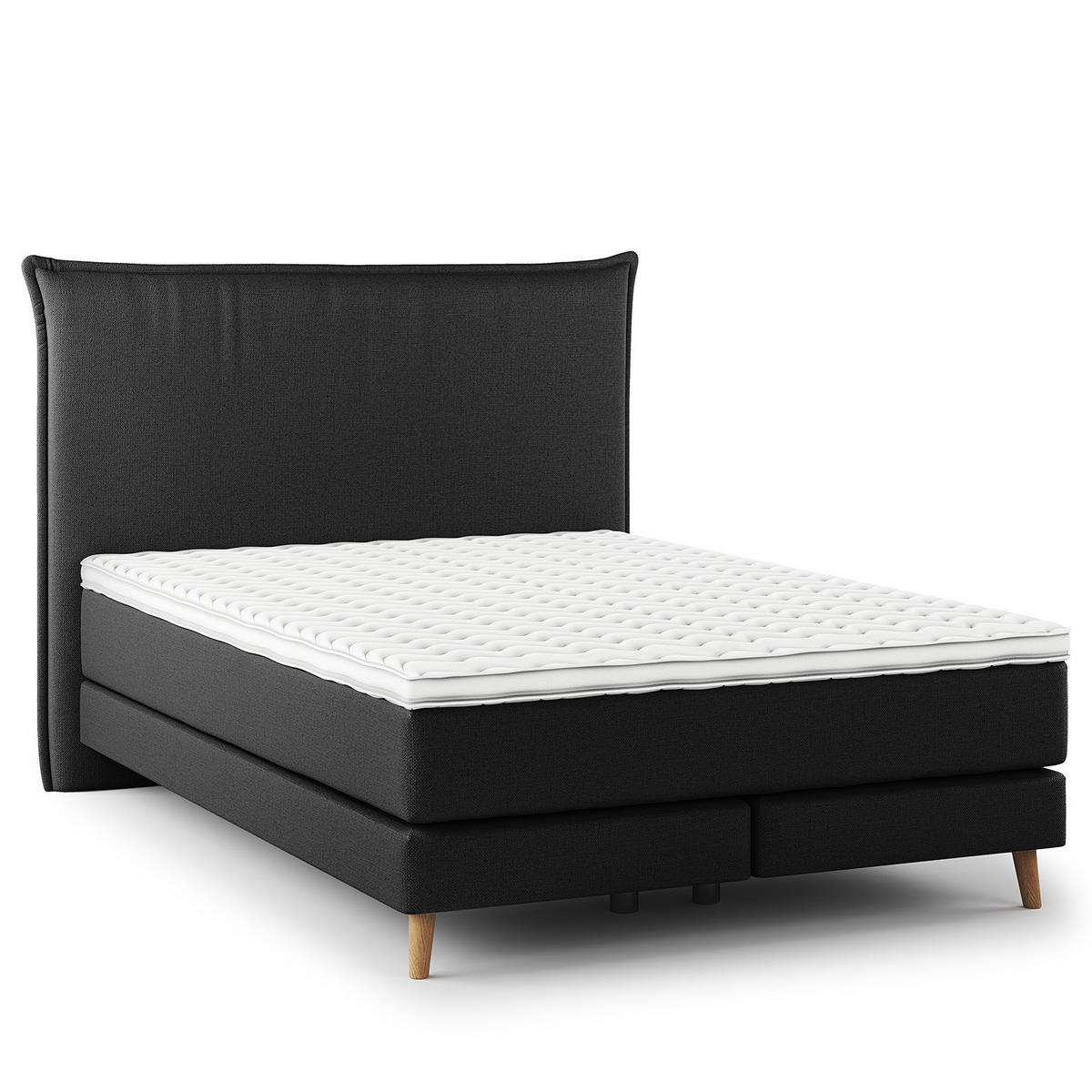 BOXSPRINGBETT - Klassisch - Schwarz, Holz (140/200cm) - home24