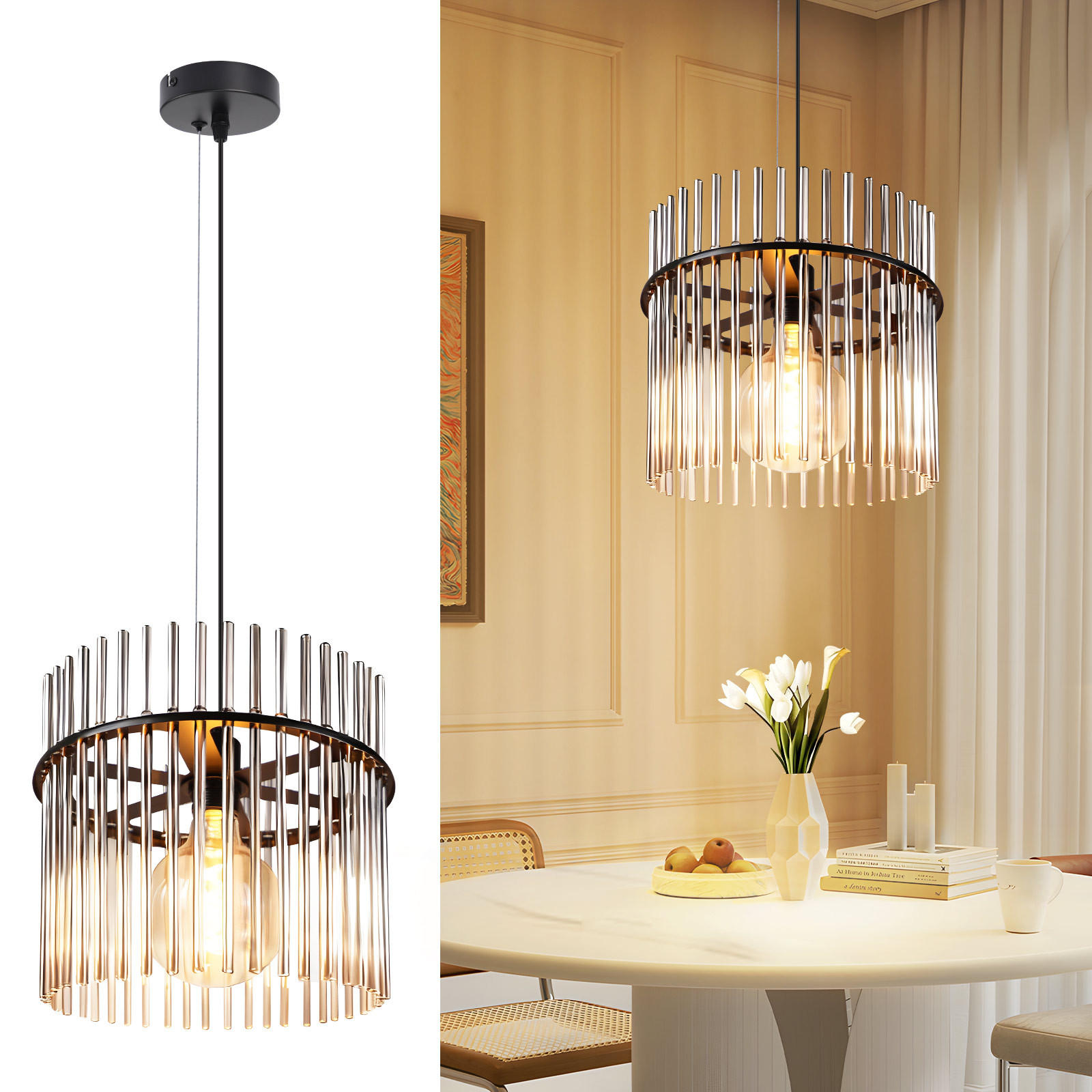 PENDELLEUCHTE Thalassa 30/10/150 cm - Schwarz, Metall (30/10/150cm) - ZMH