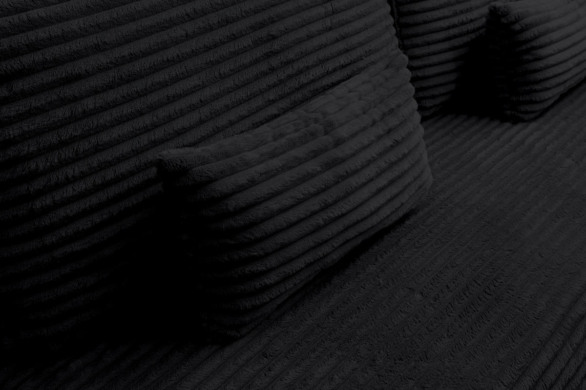 SCHLAFSOFA Etna mit Schlaffunktion und Bettkasten, Farbe: Schwarz, Cordstoff, Ottomane Unsiversal - Schwarz, Textil (205/80/90cm) - VENASI MÖBEL