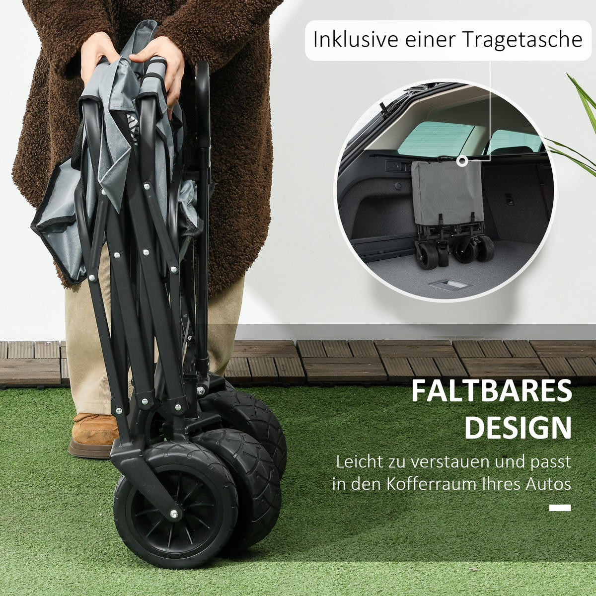 BOLLERWAGEN klappbar 120 kg mit Kühltasche - Dunkelgrau, Metall (113/100/57cm) - Fortuna Lai