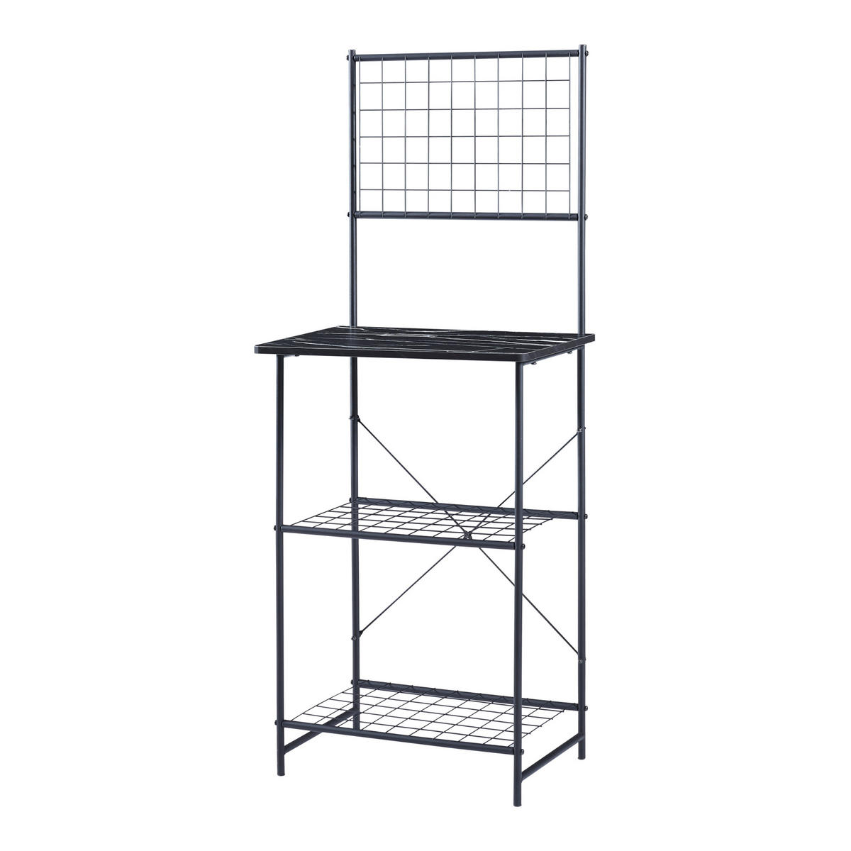 KÜCHENREGAL Nibe - Schwarz, Holzwerkstoff/Metall (60/150/42cm) - [en.casa]