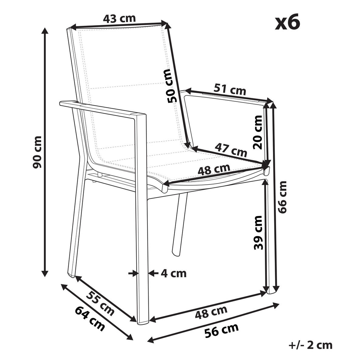 GARTENSTUHL 6er-Set Aluminium schwarz Busseto - Schwarz, Metall (56/90/64cm) - Beliani