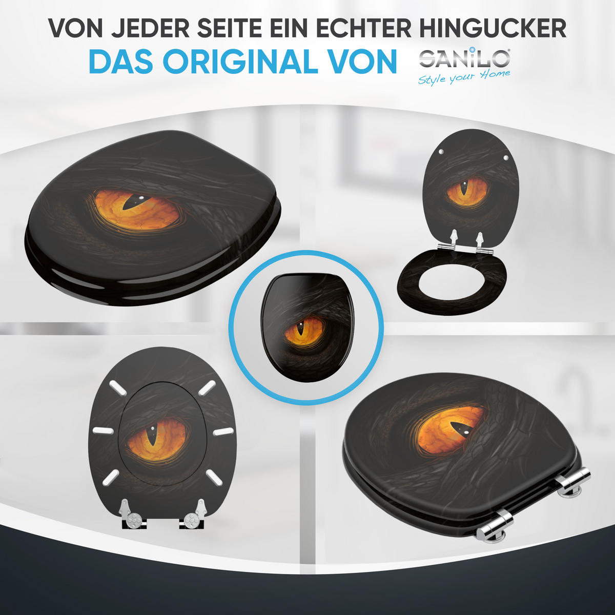 WC Sitz mit Absenkautomatik Eye - Schwarz, Holzwerkstoff (38/6/47cm) - Sanilo