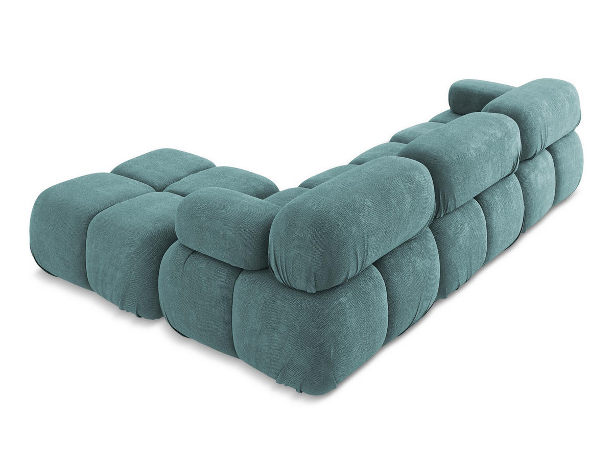 ECKSOFA Beidseitig Chenille Stoff Blau - Blau/Beige, Kunststoff/Textil (285/191cm) - Makamii