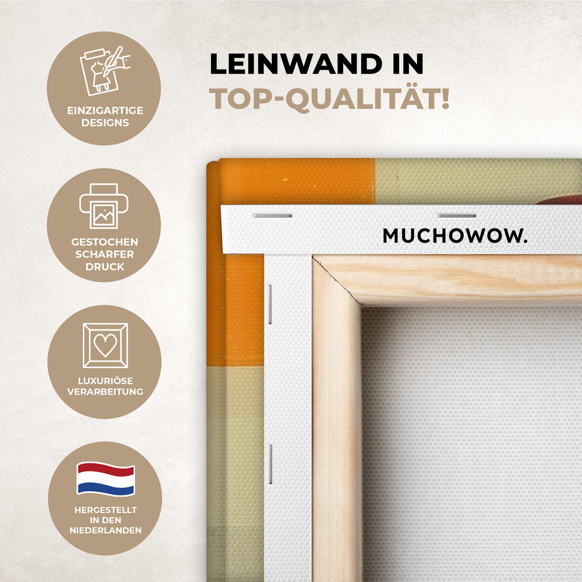 LEINWANDBILD Mädchen - Sonnenbrille - Katze - Retro Deko Groß 90x90 cm - Beige, Textil (90/90cm) - MuchoWow