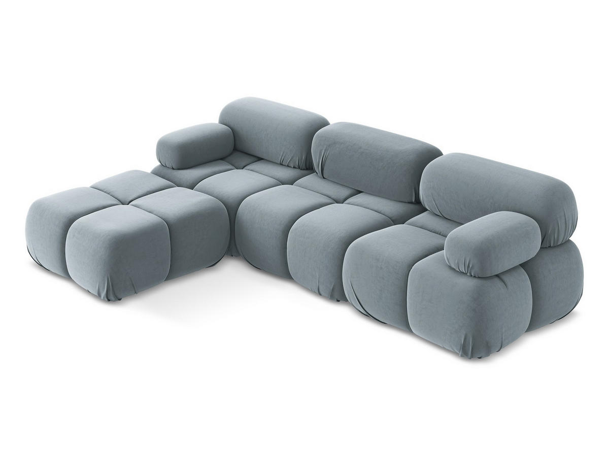 ECKSOFA Beidseitig Samt Stoff Blau - Blau/Schwarz, Kunststoff/Textil (285/191cm) - Makamii