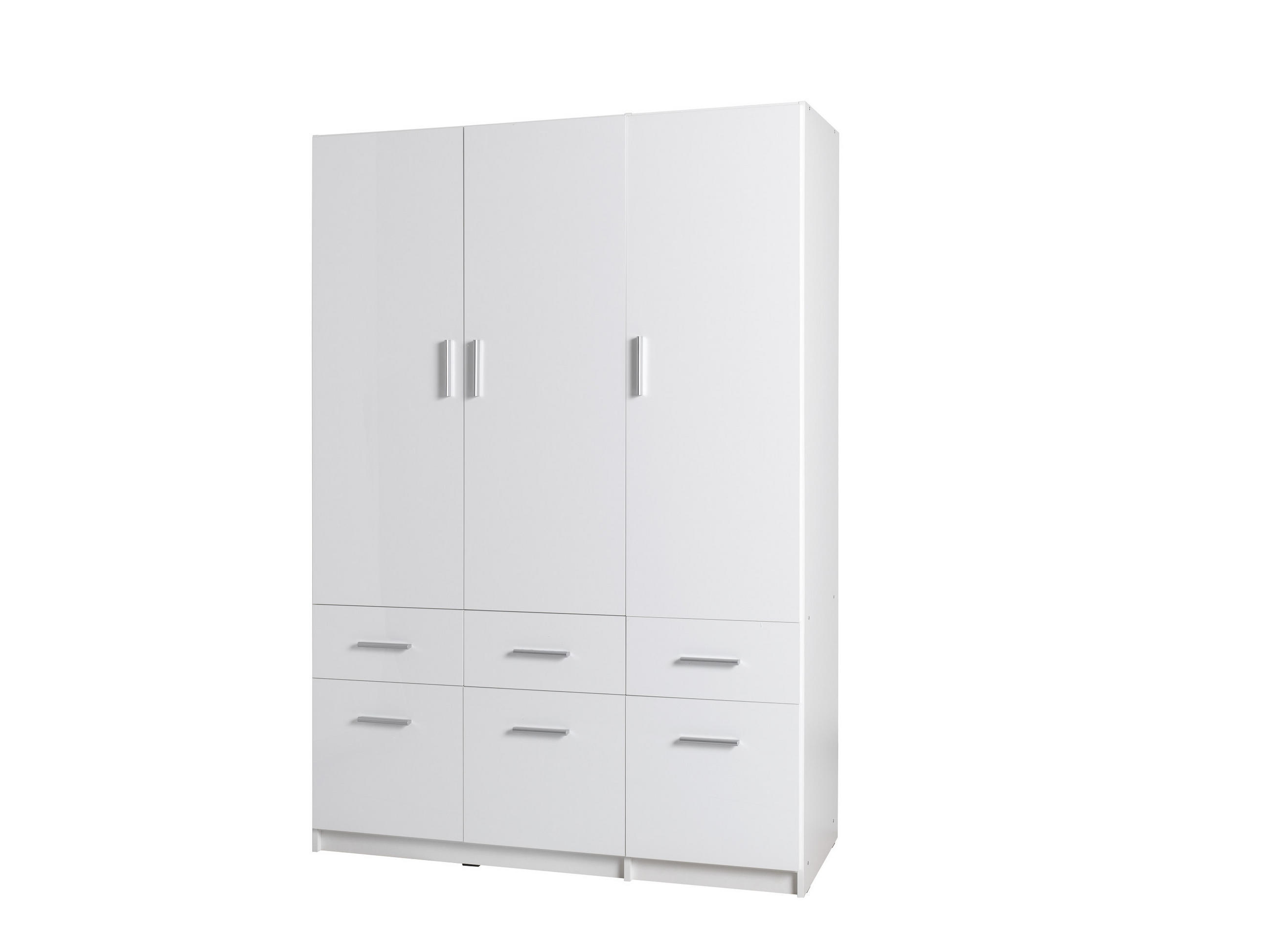 KLEIDERSCHRANK SOLENA 04 - 136×197,6×53,6 cm 3 Türen & 6 Schubladen Weiß - Weiß, Holz/Holzwerkstoff (136/197.6/53.6cm) - Milaros Markt