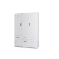 KLEIDERSCHRANK SOLENA 04 - 136×197,6×53,6 cm 3 Türen & 6 Schubladen Weiß - Weiß, Holz/Holzwerkstoff (136/197.6/53.6cm) - Milaros Markt