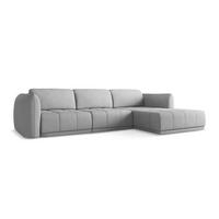 ECKSOFA Rechts Chenille Stoff Grau - Hellgrau/Schwarz, Kunststoff/Textil (290/170cm) - Makamii