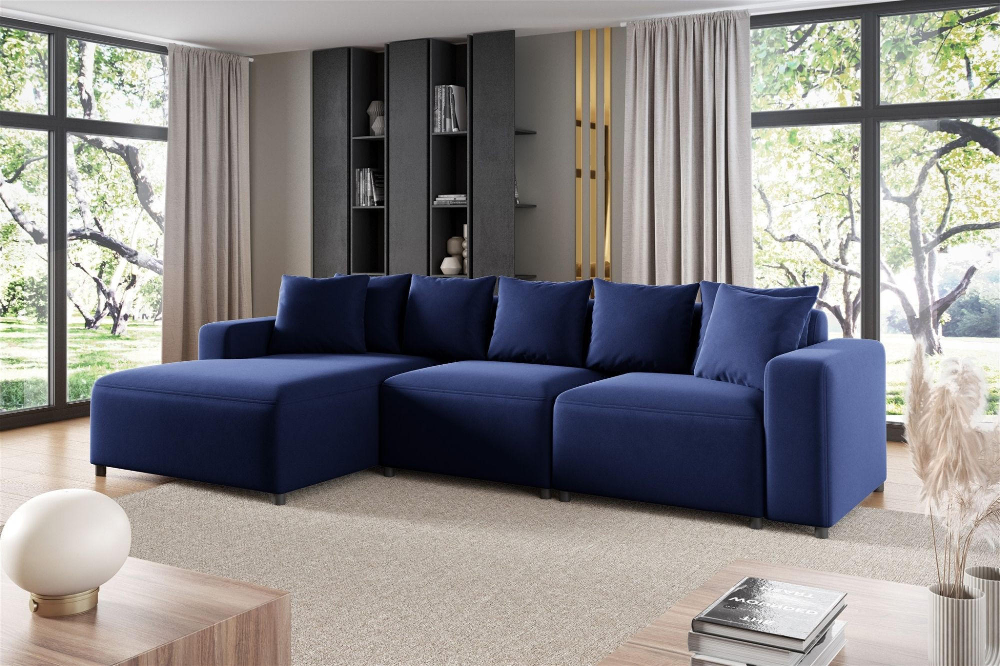 ECKSOFA Megan In Salvador - Dunkelblau, Holzwerkstoff/Textil (331/165cm) - Fun Möbel