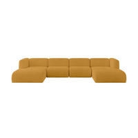 WOHNLANDSCHAFT MIRA-U2 408x179x70 Senfgelb Cord - Currygelb/Schwarz, Holzwerkstoff/Kunststoff (408/70/179cm) - ALTDECOR
