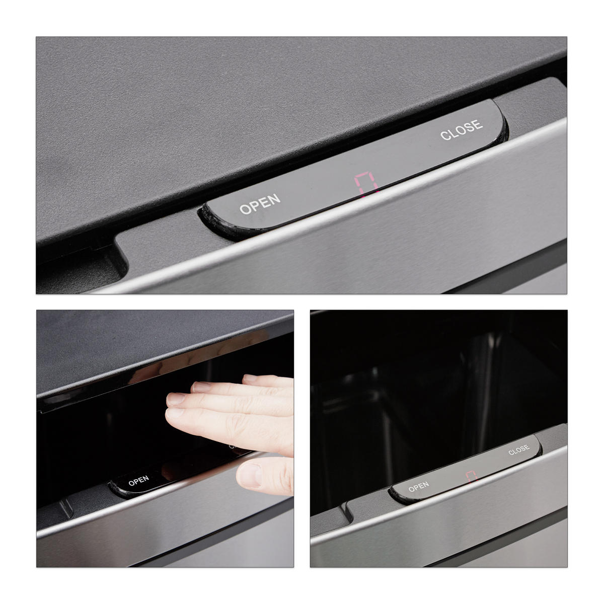 MÜLLTRENNSYSTEM - Silberfarben, Kunststoff/Metall (42/74.5/31.5cm) - Relaxdays