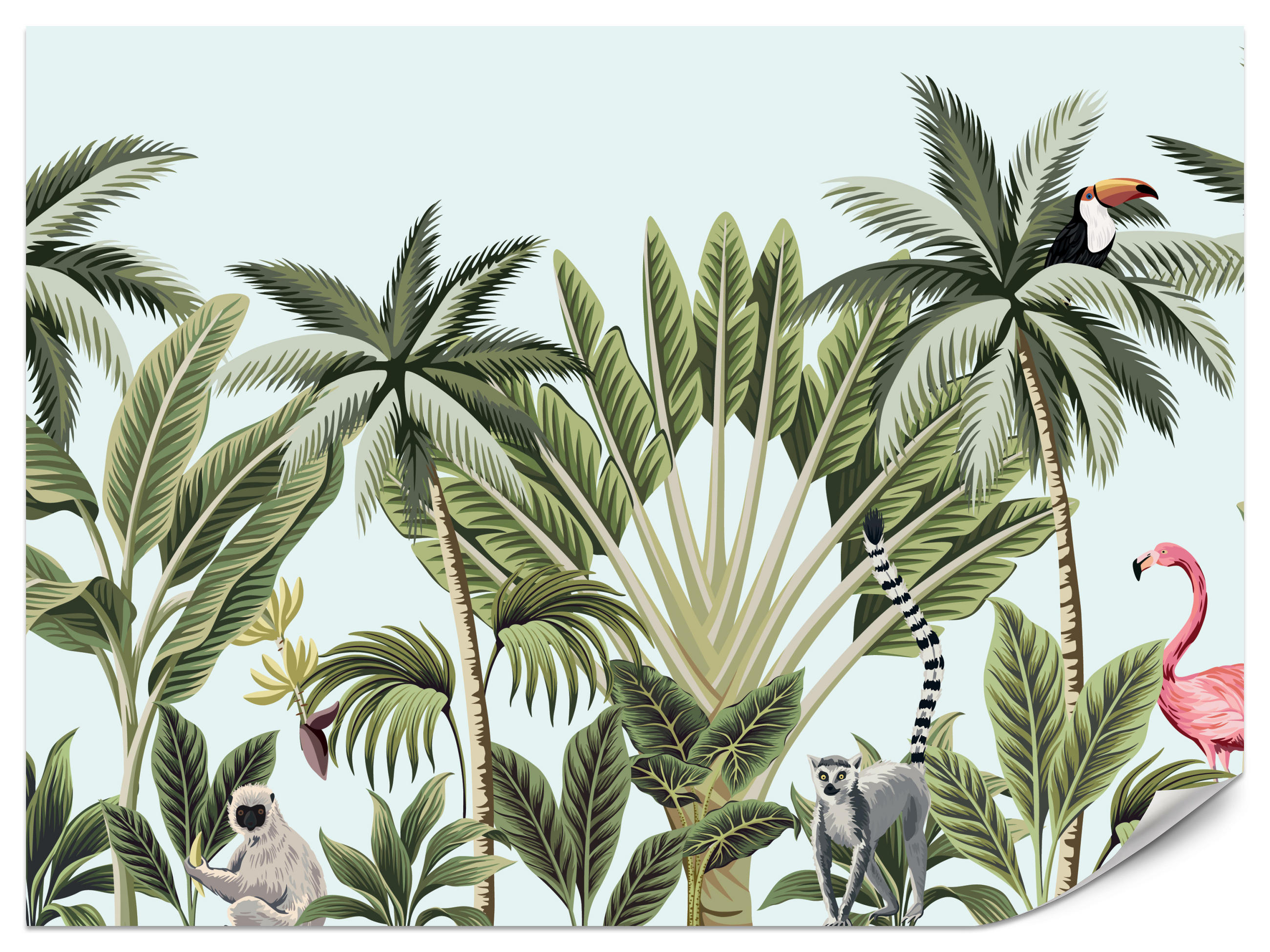 FOTOTAPETE für Schlafzimmer Exotische Tiere Dschungel Flamingo 200x140 - Schwarz/Weiß, Papier (200/140cm) - Muralo